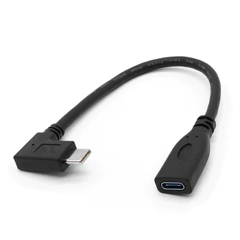 0.2 Metrų Grįžtamasis Dizainas C Tipo USB 3.1 90 laipsnių Male USB-C Moterų Pratęsimo Duomenų Kabelis Extender Laidas Universalus