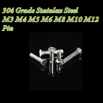 1/10vnt M3 M4 M5 M6 M8 M10 M12 Nerūdijančio Plieno 304 Pin Pin Plokščia Galva, Su Skyle Cilindro Pin Padėties nustatymo Pin Įterpti Pin GB882