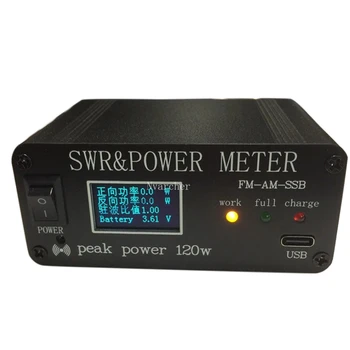 1.8 Mhz-50Mhz 0,5 W-120W SWR HF Trumpųjų Bangų Stovi Banga SWR Matuoklis Ir Galios Matuoklis + Baterija + OLED FM AM CW SSB