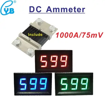 1000A/75mV Perstūmimo DC Ammeter Srovės Matuoklio ir Perstūmimo LED Skaitmeninis Ammeter Amp Skydelis Metrų DC Srovė 1000A Indikatorius Amperas Metrui