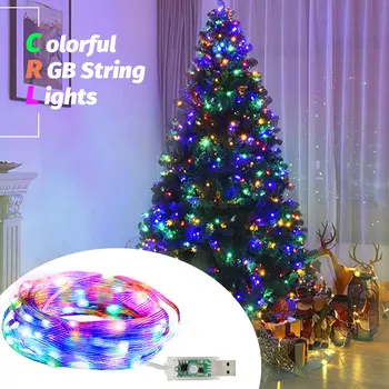 10M Led USB Powered String Pasakų Spalvinga Šviesos Lemputės Mini LED Kalėdinė Dekoracija Šalis Lauko Vandeniui Lempos Helovinas