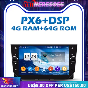 1280*720 PX6 DSP IPS Android 10.0 64G+4G LTE Automobilio DVD Grotuvas GPS, 