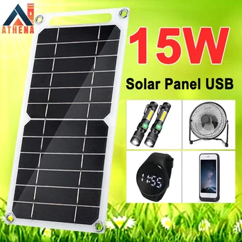 15-40W Portable Solar Panel Vandeniui USB Uosto Saulės Energijos 5V Saulės Baterijos Kroviklis Lauko Kempingas Telefono Maitinimo Banko Papildymo