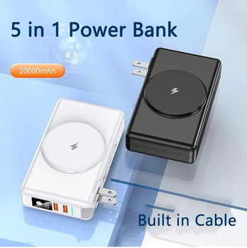 15W Magnetinio Wireless Power Bank 20000mAh Su Laidu JAV Plug Paramos 22.5 W, Greitas Įkroviklis, skirtas 