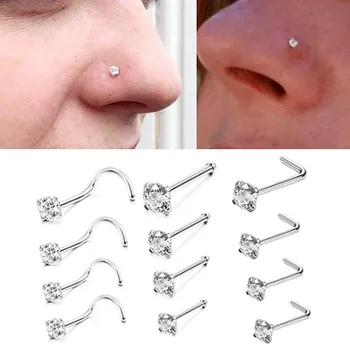 1PC Mados Nerūdijančio Plieno Crystal Nosies Pertvaros Auskarų vėrimo Smeigės 20G Mini Nosies Žiedas, Auskarai Smeigės Kūno Piering Papuošalai Moterims