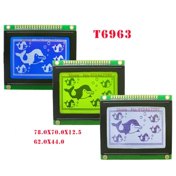1PCS 12864 128*64 Grafinis 128X64 Dot LCD Ekranas Geltona Mėlyna Pilka Spalva T6963 RA6963 MGLS12864T-20 Modulio Dydis 78x70 mm
