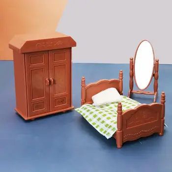 1Set Miniatiūriniai Miegamasis Nustatytas Lengvas Realus Plastiko Modeliavimas Mielas Lėlių drabužių Spinta Nustatyti Mažų Ornamentais Vaikų Žaislai