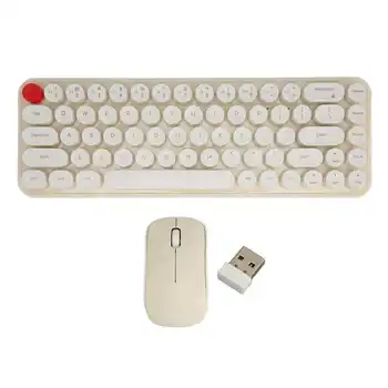 2.4 G Wireless Keyboard Mouse Combo Mini Nešiojamieji Retro Silent 68 Klavišų Klaviatūra, Pelė 3 Klavišai Biuro Nešiojamieji kompiuteriai, Staliniai kompiuteriai