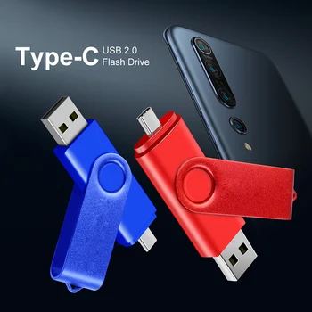 2 IN 1 Metalinė USB OTG, Flash Drive 1 TB Mini Pen Drives 2TB USB Atmintinės Dovanos Key Chain Išorės Saugojimo U Disko Pendrive