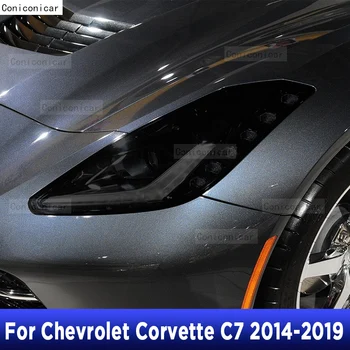 2 Vnt Automobilių Žibintų Apsauginės Plėvelės Vinilo Skaidri Juoda TPU Lipdukas, Skirtas Chevrolet Corvette C7 2014-2019 Priedai Dangtis