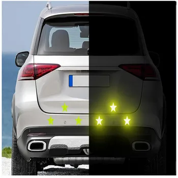 2022 naujas 6pcs Naktį šviesą atspindintys lipdukai penkerių-pažymėjo žvaigždutė atspindintis įspėjamieji lipdukai automobilio įbrėžimams dekoratyviniai lipdukai