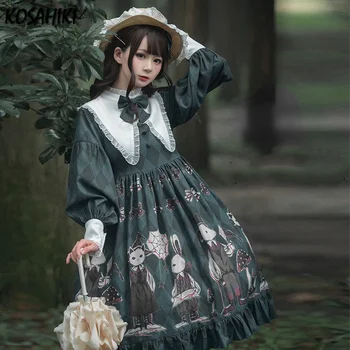 2023 Naujas Lolita Suknelė Elegantiškas Kawaii Gyvūnų Spausdinimo Derliaus Šalis, Gotikinis Suknelės 2023 Japonijos Harajuku Cosplay Skraiste Vestido