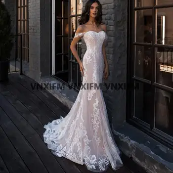 2023 Undinė Vestuvių Suknelės Romantiška Off Peties Bohemijos Nėrinių Vestuvinės Suknelės pagal Užsakymą Pagaminti Vestido de Novia