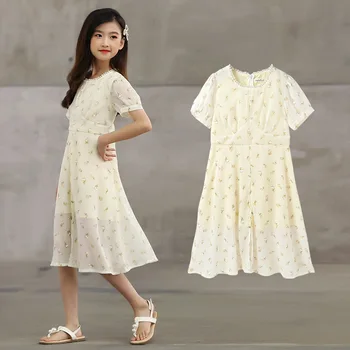 2023 naujas vasaros vaikų suknelė mergaitėms atsitiktinis vaikai šifono gėlių šalies princesė dress 4 5 6 8 10 12 metų