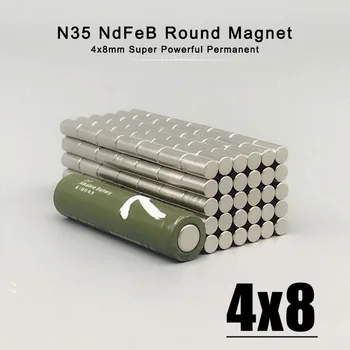 20~1000pcs Maži Magnetai 4mmx8mm N35 Neodimio Diskas 4*8 mm Magnetas Stiprus Dia 4x8mm Nuolatinis NdFeB Magnetas