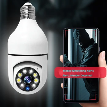 2MP E27 Stebėjimo Kameros Lemputė Naktinio Matymo Full Žmogaus Kelio CCTV Vaizdo Patalpų Smart Home iP Camer wifi Saugumo Stebėti