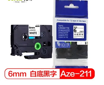 2x AZe-211 Etiketės Juostos kasetė Brother p-touch etikečių spausdintuvai 6mm juoda ant balto