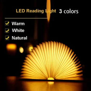 3 Spalvų 3D Kūrybos LED Knygų Skaitymo Nakties Šviesos Mediniai 5V USB Įkrovimo Magnetinio Sulankstomas Stalas Stalo Lempa Namų Puošybai