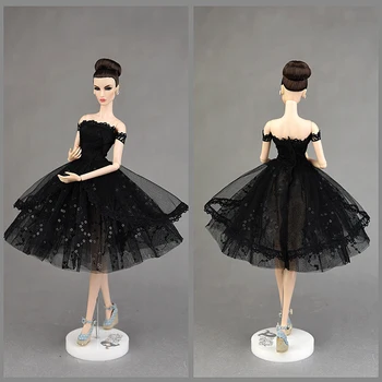 30cm China Juoda Nėrinių Baleto Suknelė Barbie Lėlės Drabužius Barbie Princess Suknelės Vakare Gown 1/6 BJD Lėlės Priedai