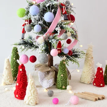 3Pcs Kalėdų Eglutės papuošalus Kamuolius Vilnos Veltinio Ratas Kalėdų Eglutės Modelio Snaigės 