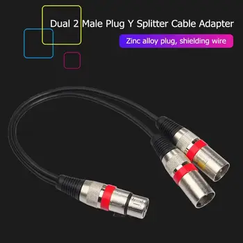 3Pin XLR Female Lizdas Dual 2 Male Plug Y Splitter 30cm Adapterio Kabelį, Laidą Stiprintuvas Garsiakalbis Ausinių Maišytuvas