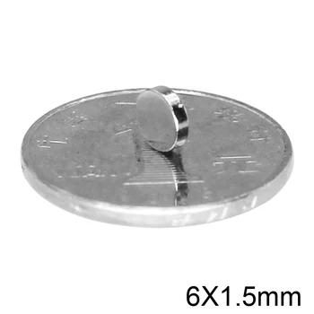 50/100/200/500/1000PCS 6x1.5 Stiprus Magnetinis Magnetas 6mm x 1,5 mm Nuolat Neodimio Magnetai, 6x1.5mm Mažas Apvalus Magnetas 6*1,5 mm
