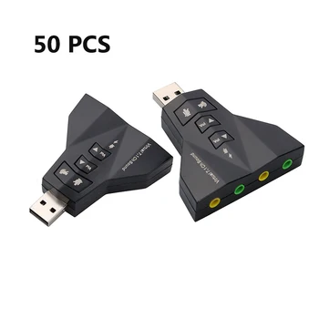 50External Virtualaus USB 7.1 3D Garsu Kortelės adapteris, dvigubas mikrofonas dual audio sąsaja išėjimo nepriklausomas garso plokštė PC