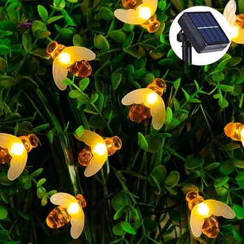 50LEDs Bičių Formos LED String Žibintai Saulės energija Varomas Kalėdų Girliandas Pasakų Žibintai Kalėdų Atostogų Šalis, Kiemo, Sodo Dekoro