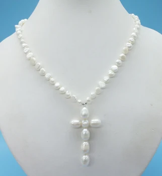 6MM natūralus baltas baroko perlas karoliai 18