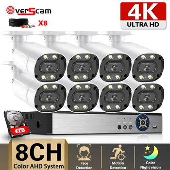 8CH HAINAUT VAIZDO Kameros Apsaugos Sistemos Komplektas, 4K DVR NVR Nustatyti Veido Detction Spalva Naktinio Matymo 8MP Kamera, Vaizdo Stebėjimo Sistemos Komplektas