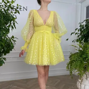 Aileen Geltonos spalvos Elegantiška Suknelė Moterims Vestuves Suknelė Moterims, Elegantiška Prabanga Užsakymą Proga Suknelės Dieną ir Naktį Šalis