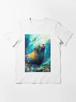 Akvarelė sibirinės gago Jūrų Liūtas Meno Gyvūnų Mylėtojai 2023 naujas mados spausdinti tees drabužiai moterims