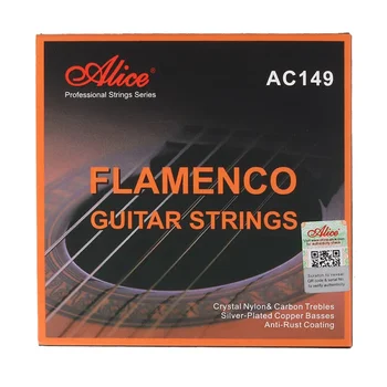 Alice AC149 Flamenko Gitaros Stygos Kristalų Nylon & Anglies, Skiedra Variu, Vario Apvijos,Anto-Rūdžių Danga