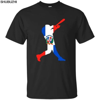 Atspausdinta T Marškinėliai Trumpas Vyrų Juokinga Įgulos Kaklo Dominikos Respublika Baseballer Vėliavos T-Shirt Baseballer Meilužio Dovana Marškinėliai