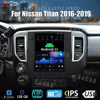 AuCar Tesla Stilius Android 11 Galvos Vienetas Automobilio Radijo Nissan Titan 2016-2019 GPS Navigacijos 1920*1080 12.1 Colių