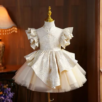 Aukštos klasės Perlai Dizaino Mergaitė Princesė Dress Vaikų Priimančiosios Rodo, Vestuvių, Gimtadienio Krikšto Eid Prom Vakare Gown