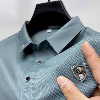 Aukštos klasės prekės ženklo kvėpuojantis polo marškinėliai, trumpas rankovėmis vyriški prabangūs marškinėliai 2023summer mados siuvinėjimo atsitiktinis verslo Paulius marškinėliai