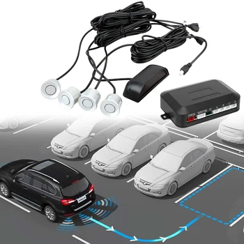 Automobilių Parkavimo Jutiklis LED foninio Apšvietimo Ekranas Detektorių Sistema Su 4 Davikliais Atvirkštinio Atsarginės Universalus Auto Parktronic Radaro Ekranas