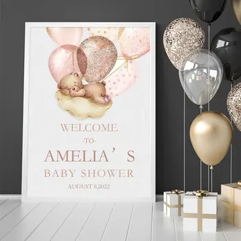 Baby Shower Sveiki Plakatas Spausdinimo Turėti Balionas Custom Tapybos Drobės Kūdikio Gimtadienio Meno Sienos Nuotrauka Nustatyti Kambario Sienų Dekoras