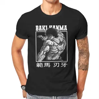 Baki Hanma vyriški T Shirts Manga Anime Crazy Tees Trumpas Rankovės O Kaklo Marškinėliai 100% Medvilnė, Dovanų Drabužiai