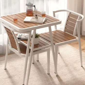 Balkonas laisvalaikio išdėstymas villa minimalistinis lauko arbatos stalo, kėdės derinys namų mažų vienetų valgomasis stalas baldų komplektas