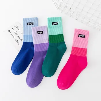 Banga prekės GOLFO siuvinėtos kojinės gradiento spalvos asmenybė mados visas rungtynes, vyrų, moterų kojinės grynos medvilnės sporto poros kojinių