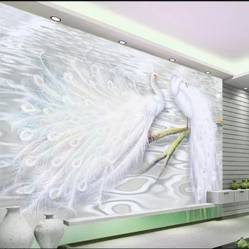 Beibehang Užsakymą tapetai nuotraukas iš romantiškos meilės vienas tūkstantis 3d white peacock TV fono sienos freskos 3d tapetai
