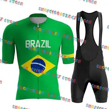 Brazilijos Nacionalinės Dviračių Jersey Rinkiniai Dviračių Drabužiai Greitai Sausos Kelio Dviračiu Marškinėliai Kvėpuojantis Ropa Ciclismo