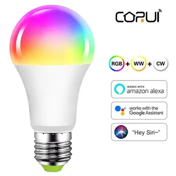 CORUI Smart WiFi Lemputė E27 RGB Protingas Pritemdomi LED Lemputė Šiltai Baltos Nakties Žibintas Dirbti Su 