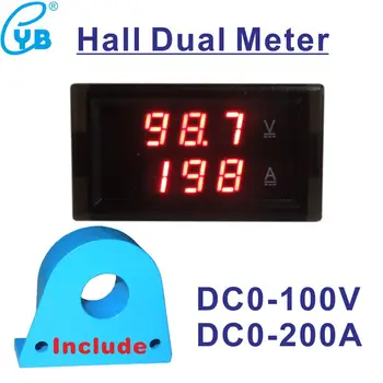 DC Įtampos Ammeter Voltmeter DC 0-100V Skaitmeninis LED Įtampos Srovės Matuoklis DC 0-200A Salė Jutiklis Transformatorius Volt Amp Panel Meter