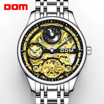 DOM Vyrų Automatinis Mechaninis laikrodis 30M atsparus Vandeniui Safyras Mirrorsense verslo atsitiktinis tuščiaviduriai dizaino plaukimo dual laikrodis