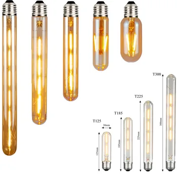 Derliaus Edison LED Šviesos Lempos T125 T45 T185 T225 T300 LED Lemputė Vamzdis E27 2W 4W 6W 220V 8W Retro Liepsnos Šviesos Namuose