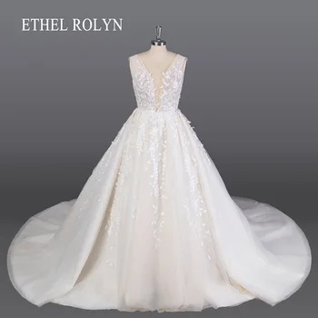 ETHEL ROLYN-Line Vestuvių Suknelės Moterims 2023 Appliques 3D Gėlės Backless Nėrinių Teismas Traukinio Vestuvių Suknelė Vestidos De Novia
