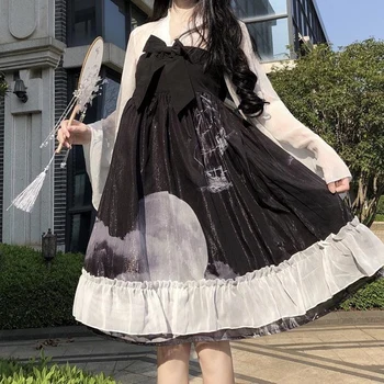 Elegantiškas Kawaii Lolita Moterų Suknelė Nauja Kinijos Stilius Derliaus Atsitiktinis Y2K ilgomis Rankovėmis Pasakų Saldus Mergaičių Suknelės 2023 Pavasario Vasaros